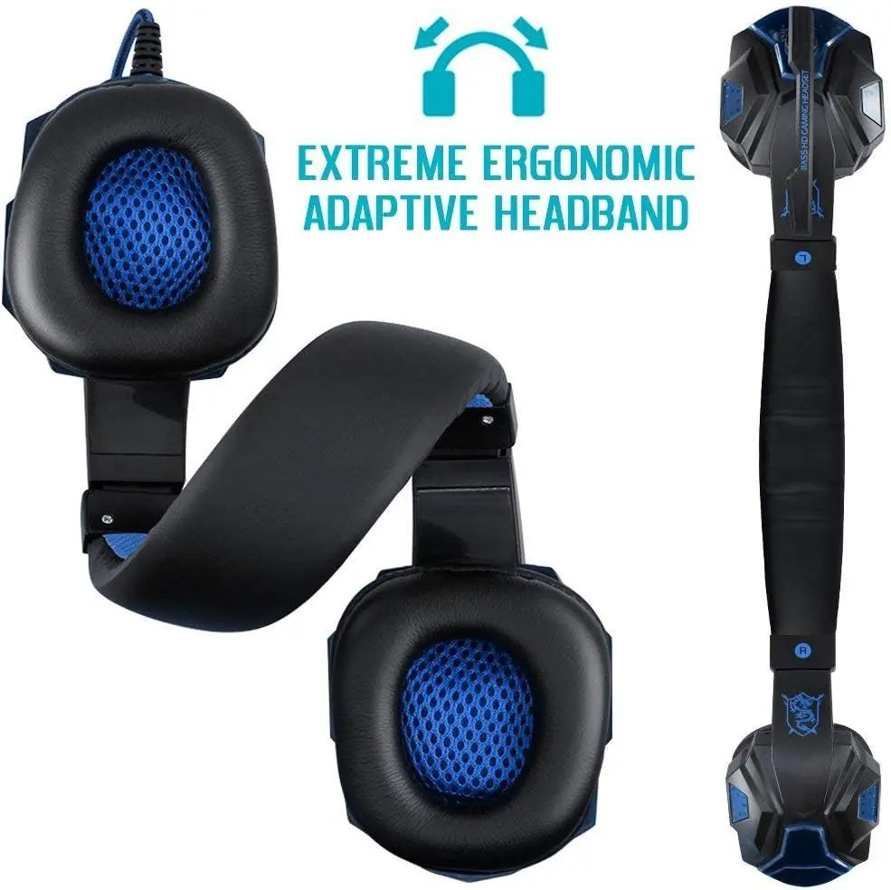 Gaming Headset with Mic & LED Light, 3.5mm Wired Stereo Headphones for PC PS4 Xbox